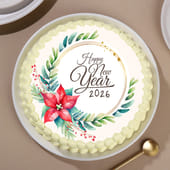 Happy New Year Floral Poster Cake