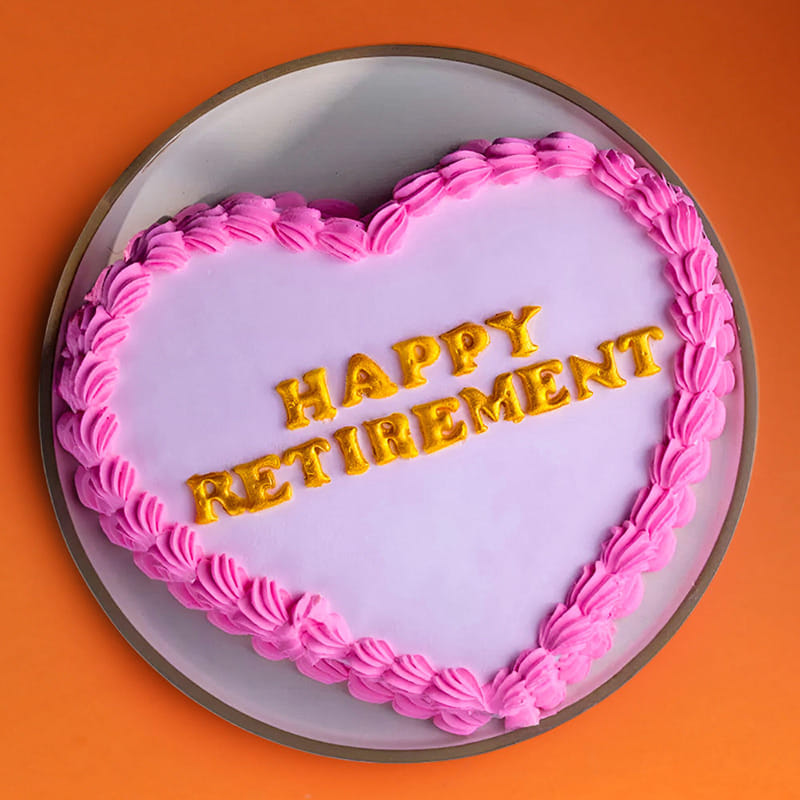 Happy Retirement Heart Cake