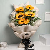 Happy Sunflower Bouquet For Valentine's Day