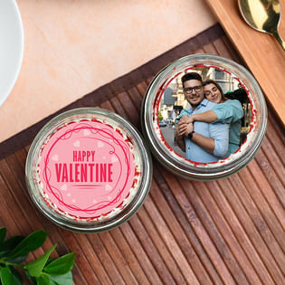 Happy Valentine Red Velvet Jar Cake Duo