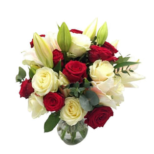 Harmony In Red And White Bouquet