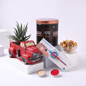 Haworthia Plant In Red Truck Pot Popcorn N Kids Car Rakhi