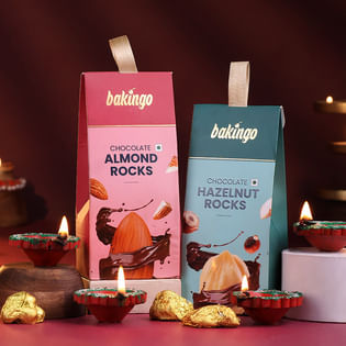 Hazelnut N Almond Rocks With Festive Diyas