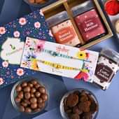Send Set of 2 With Dry Fruits For Brother Online - Hazelnut Chocolates Nuts Coffee Cookies N Roasted Almonds Vibrant Rakhi Duo