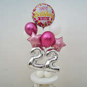 Hbd White N Pink Balloon:Beautiful Balloon bouquet 