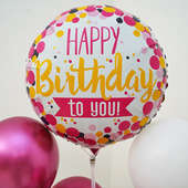 Hbd White N Pink Balloon:Happy Birthday Foil Balloon