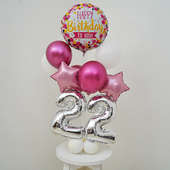 Hbd White N Pink Balloon bouquet for Birthday 
