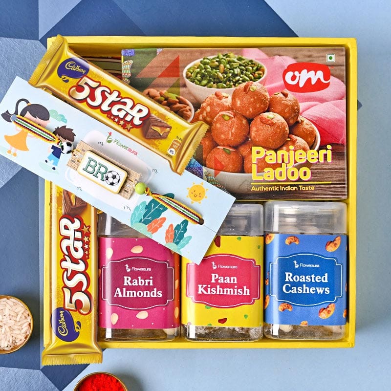 Send Quirky Rakhi For Kids Online With Chocolates, Dry Fruits, Sweets Combo