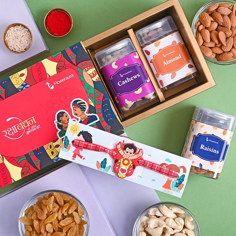 Send kids With Dry Fruits For kids Online - Healthy Dry Fruits Chota Bheem Rakhi