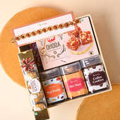 Send Divine Rakhi For Brother Online With Chocolates, Dry Fruits, Sweets Combo