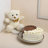 Heart Black Forest Cake With White Teddy