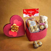 Order Heart Box of Chocolates V Day Card N Decor With Teddy