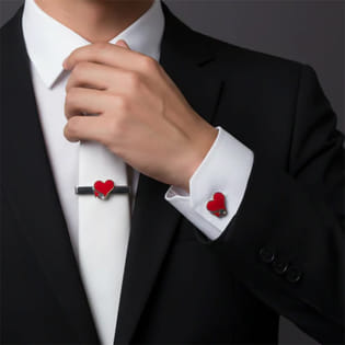 Heart Cufflinks N Tie Clip Combo