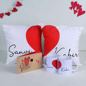 Heart Cushions N Mugs With Love Greeting Card