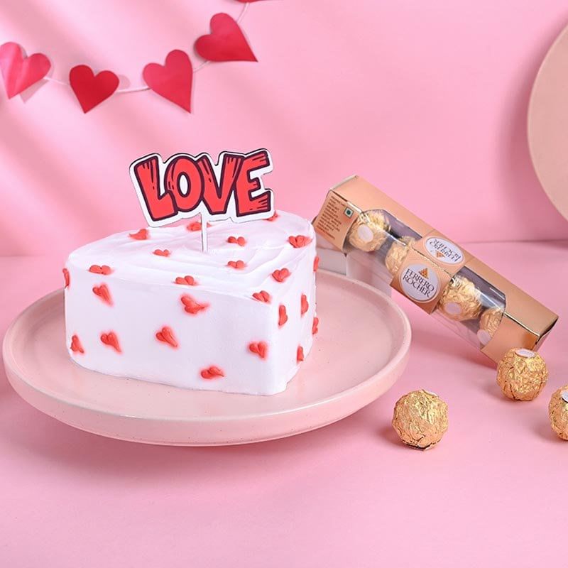 Heart Love Chocolate Cake With Rochers