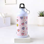Heart Print Sipper Bottle For Valentines Day