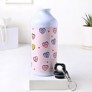 Heart Print Sipper Bottle For Valentines Day
