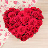 25 heart shaped red roses arrangement - 1st gift of Heart Prowess