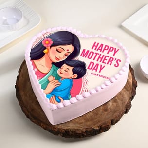 Heart Shape Photo Cake For Mom