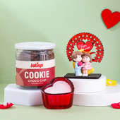 Heart Shaped Candle With Cookies N Couple Showpiece