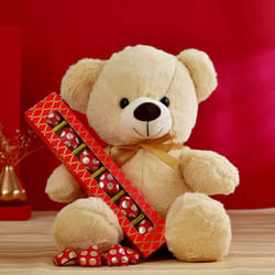 12 inch Teddy Bear with 6 Pcs Heart Shape Chocolates Gift Box