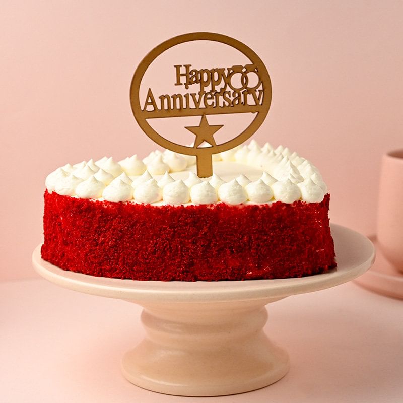 Heart Shaped Red Velvet Anniversary Cake