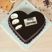 Chocolate Heart Shaped Christmas Cake - Top View