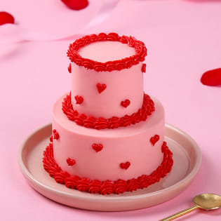 Heart Swirls Two Tiered Bento Cake