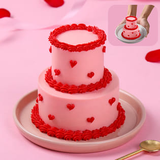 Heart Swirls Two Tiered Bento Cake