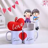 Heartfelt Love Couple with Personalised Mugs Combo