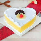 Heart Shaped Pineapple Flavored Cake with Normal View