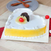 Heart Shaped Pineapple Flavored Cake - Side View