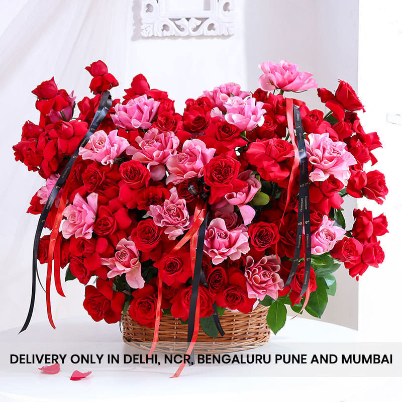 Hearts Entwined Rose Basket