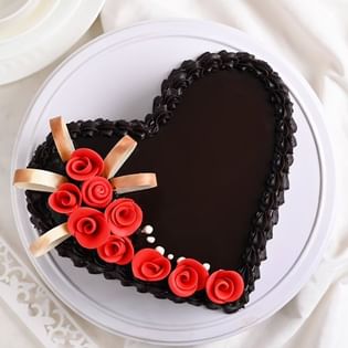 Top View Heart shaped Chocolate Cake