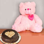 Hearty Fluffy Combo - 22 Inch Teddy with 1 Kg Chocolate Cake