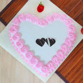 Heart Shaped Strawberry Cake - Top View