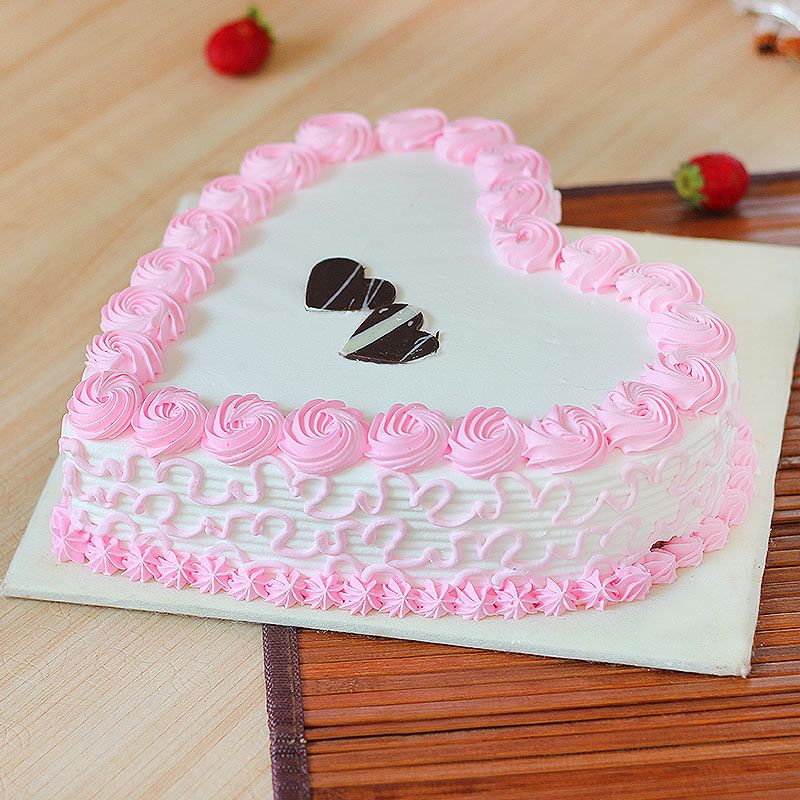 Heart Shaped Strawberry Cake - Cross View