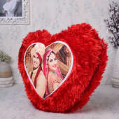 side view of Personalised Heart shaped cushion for her