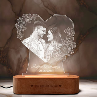 Hearty Personalized Photo Lamp Gift: Personalized acrylic LED lamp with engraved photo
