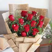 Buy Hearty Red Rose Bouquet Online - Close view