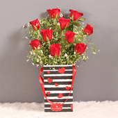 Valentines Red Roses with Chocolates For Chocolate Day Gift