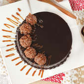 Top view of Ferrero rocher cake - A gift of Heavenly Creations Combo