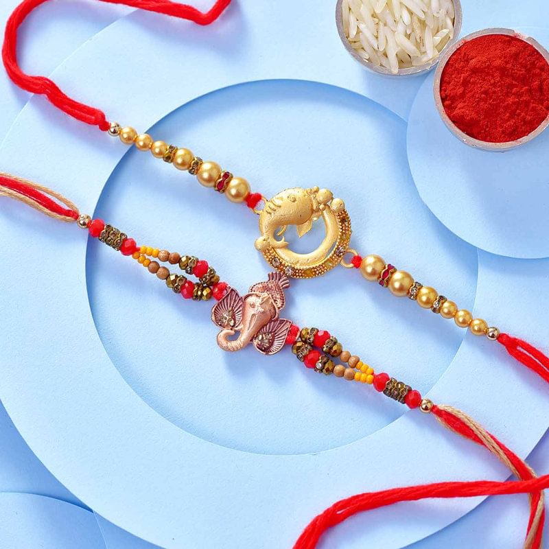 Heavenly Lord Ganesha Rakhi Duo