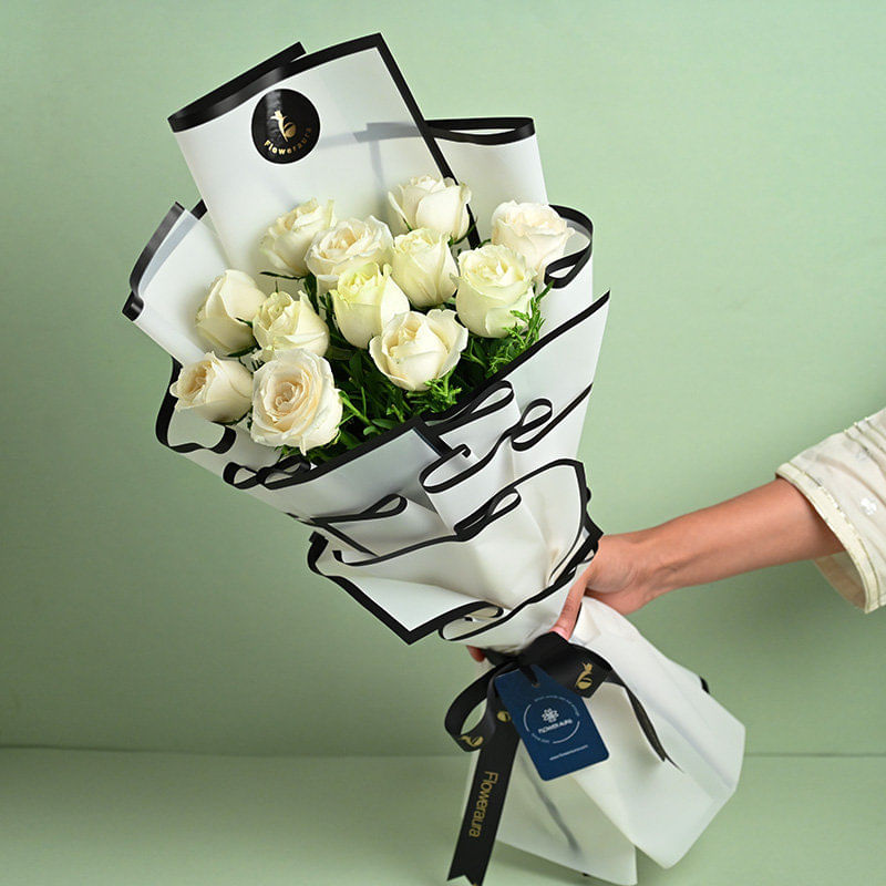 Heavenly White Roses Bouquet