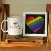 Hello Handsome Mug With Wall Hanging Frame N Love Notes