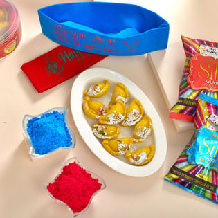 Herbal Gulal N Gujiya Holi Hamper With Cap
