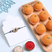 Heritage Peacock Rakhi With Laddoo