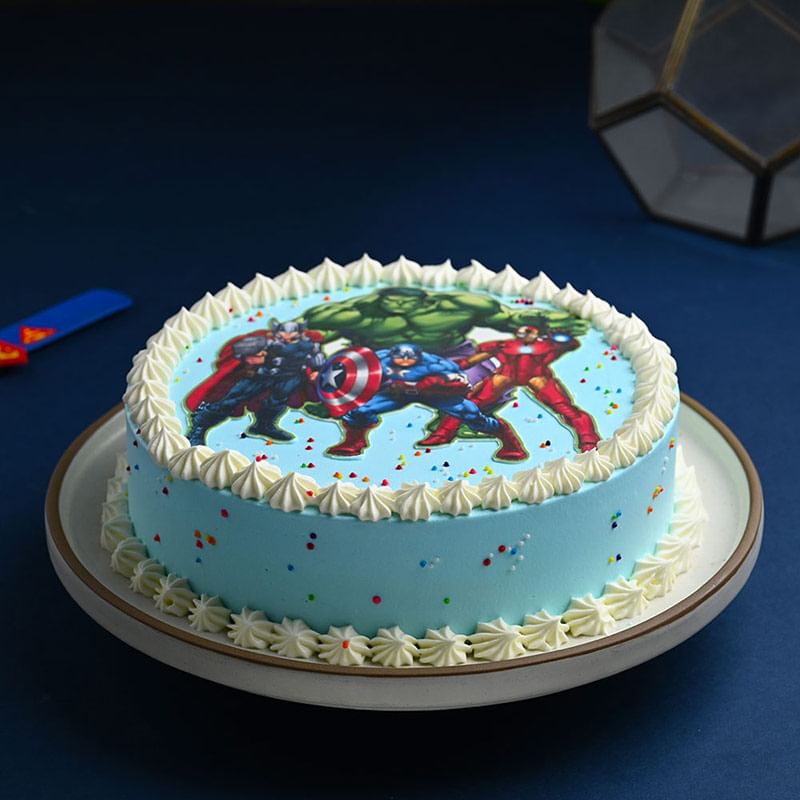 Side View of Heroic Avengers Cake