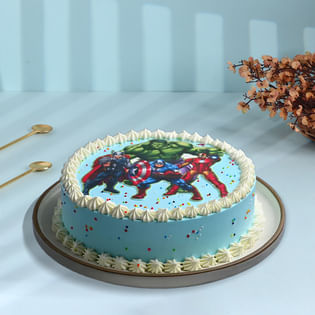 Side View of Heroic Avengers Cake