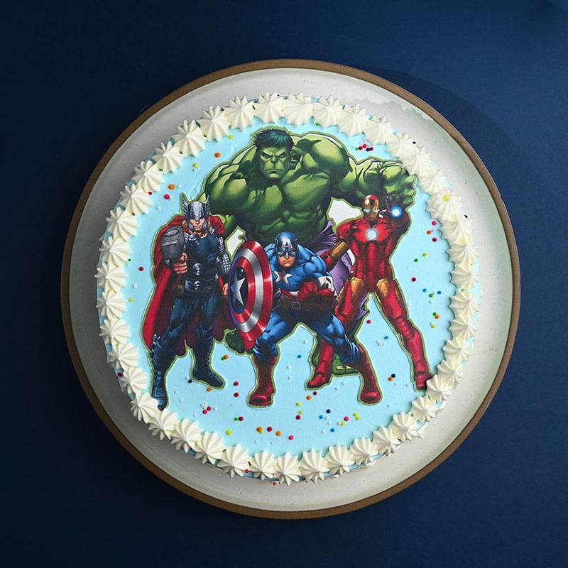 Top View of Heroic Avengers Cake